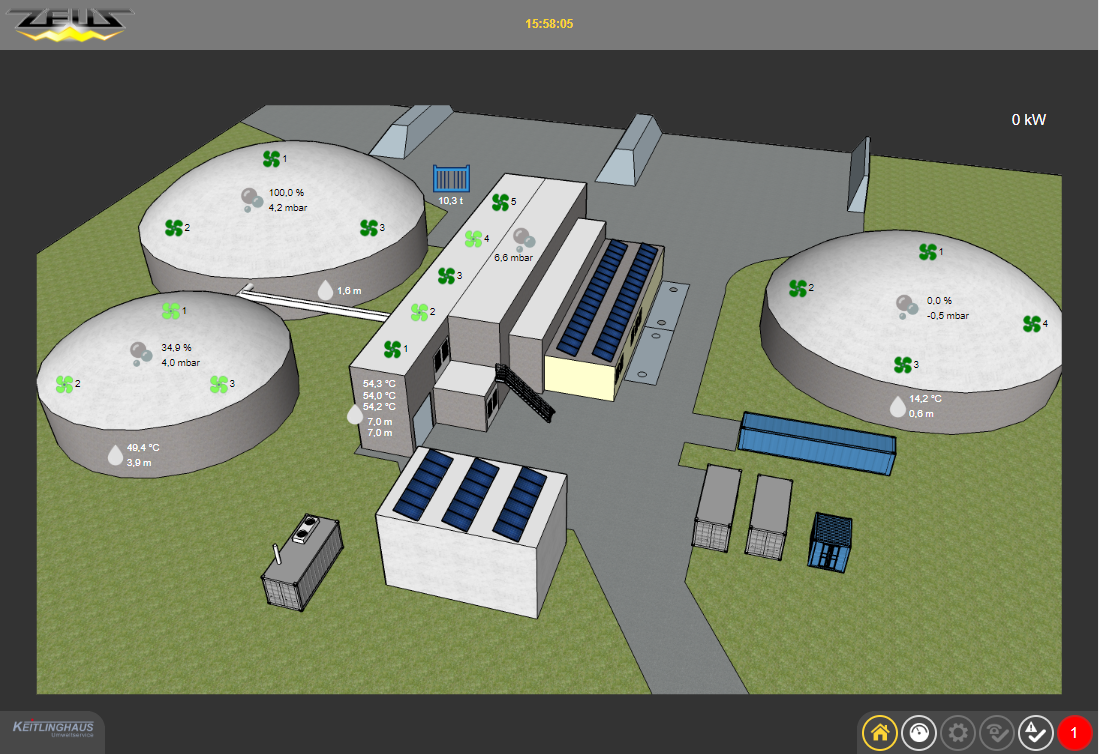 Beispielhafte Darstellung einer Biogasanlage auf dem Tablet-Computer
